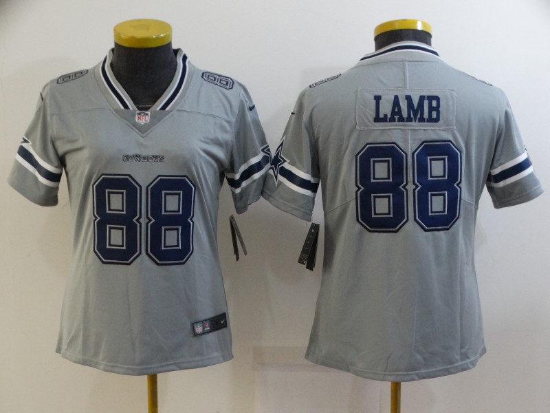 Women's Dallas Cowboys #88 CeeDee Lamb Gray Stitched Jersey(Run Small)